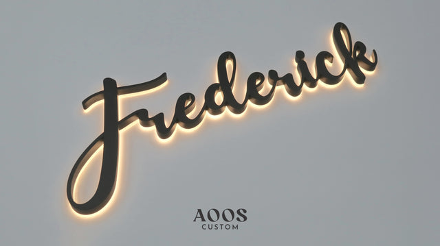 Custom LED Backlit Channel Letters, Warm White Halo Lit Illuminated Metal Sign With Backlight, Matte Black Finish