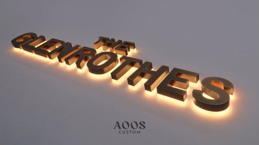 Custom LED Backlit Letters, Halo Lit Illuminated Metal Sign With Backlight, Brushed Red Bronze Finish