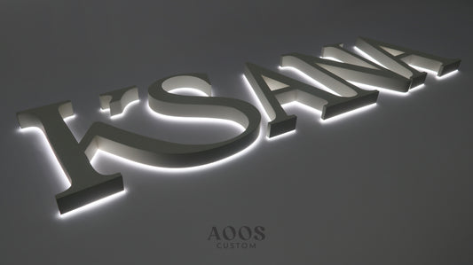 Custom LED Backlit Letters, Halo Lit Illuminated Metal Sign With Backlight, Matte Off White Finish