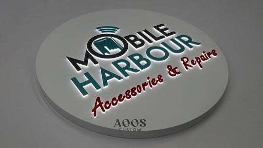 Custom LED Backlit Letters, Halo Lit Illuminated Metal Sign With Backlight, Round Backing