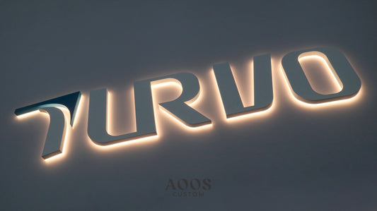 Custom LED Backlit Letters, Halo Lit Illuminated Metal Sign With Backlight, White Painted Metal Finish and Warm Halo Glow
