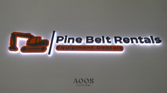 Custom LED Backlit Logo Sign, Halo Lit Illuminated Wall Metal Sign With Backlight, Baked Painted Letters
