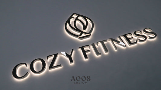 Custom LED Backlit Script Letters, Halo Lit Illuminated Metal Sign With Backlight, Mirror Silver Stainless Steel Finish and Soft Halo Glow