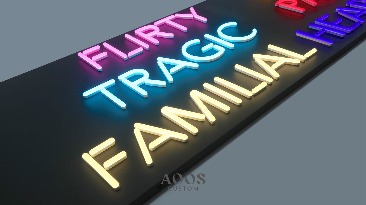 Custom LED Neon Sign, Battery Operated, Plug-In or Hardwired, Mounted on Custom Color Backboard