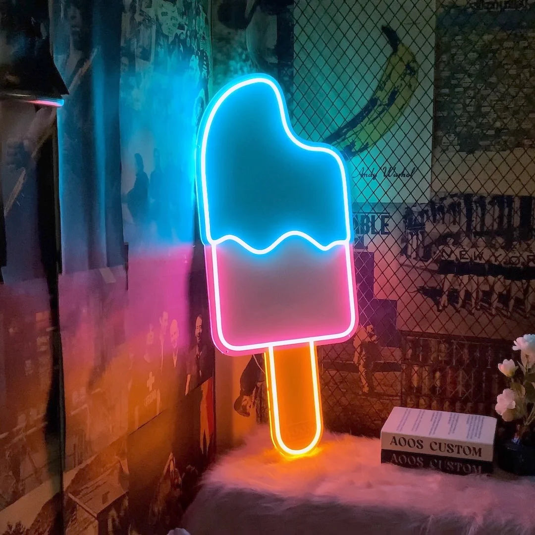 neon popsicle sign colorful ice pop neon light fun food wall decor summer dessert neon pastel wall light led popsicle neon sign for kids room cafe decor vibrant ice cream neon wall lamp fun frozen treat neon decor