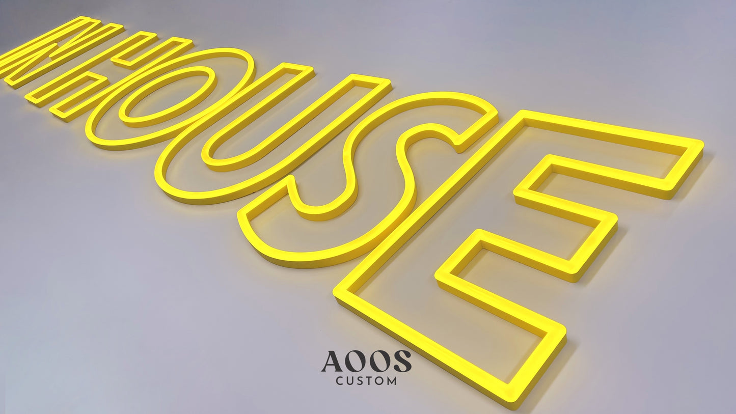 Custom LED Neon Sign, Light Up Channel Letter Metal Signs, Battery Operated, Plug-In or Hardwired