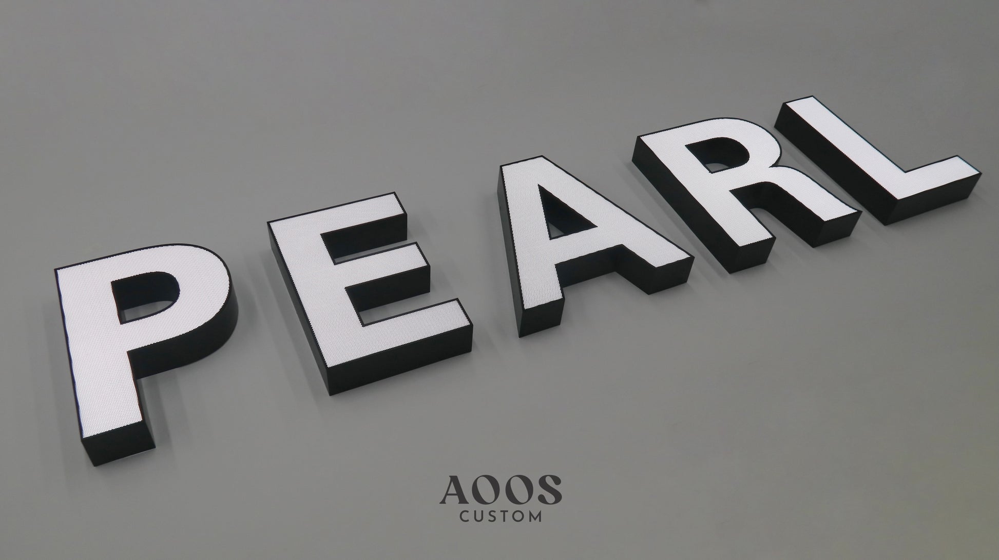 Custom Perforated Metal Mesh Front-Lit LED Channel Letters, Face Lit Outdoor Storefront Illuminated Sign
