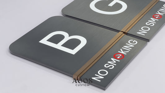 Custom Metal Room Name Signs, Building Wayfinding Door Plaques, Facility Room Identification Signs, Brushed Silver Finish