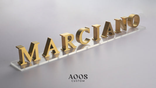 Custom Metal Sign, 3D Stainless Steel Letters for Company Logo and Brand Name Display, Free Standing, Brushed Gold