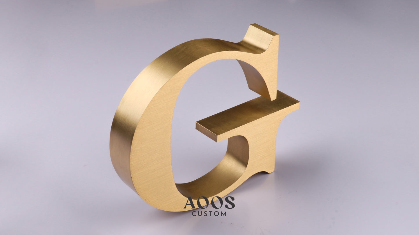 Custom Metal Sign, 3D Stainless Steel Letters for Interior Lobby Wall Logo Signs, Brushed Gold Finish