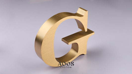 Custom Metal Sign, 3D Stainless Steel Letters for Interior Lobby Wall Logo Signs, Brushed Gold Finish