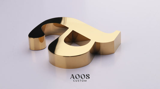 Custom Metal Sign, 3D Stainless Steel Letters for Interior Lobby Wall Logo Signs, Mirror Gold Finish