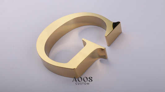 Custom Metal Sign, 3D Stainless Steel Letters for Interior Lobby Wall Logo Signs, Mirror Polished Gold Finish