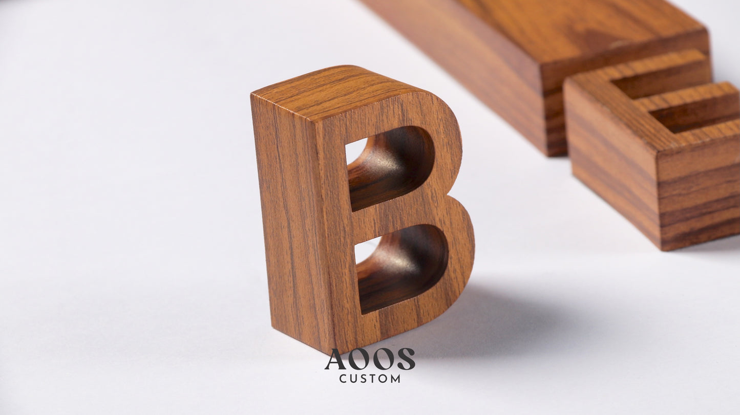 Custom Metal Sign, 3D Stainless Steel Letters for Interior Lobby Wall Signs, Wood Grain