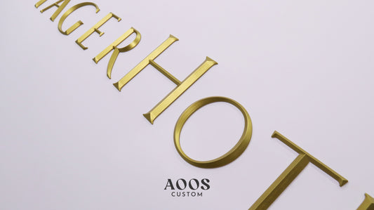 Custom Metal Sign, Roman Beveled Metal Letters, Matte Gold
