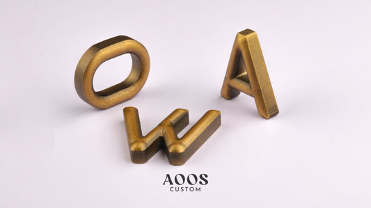 Custom Metal Sign, Solid Cast 3D Metal Aluminum Letters, Antique Matte Gold