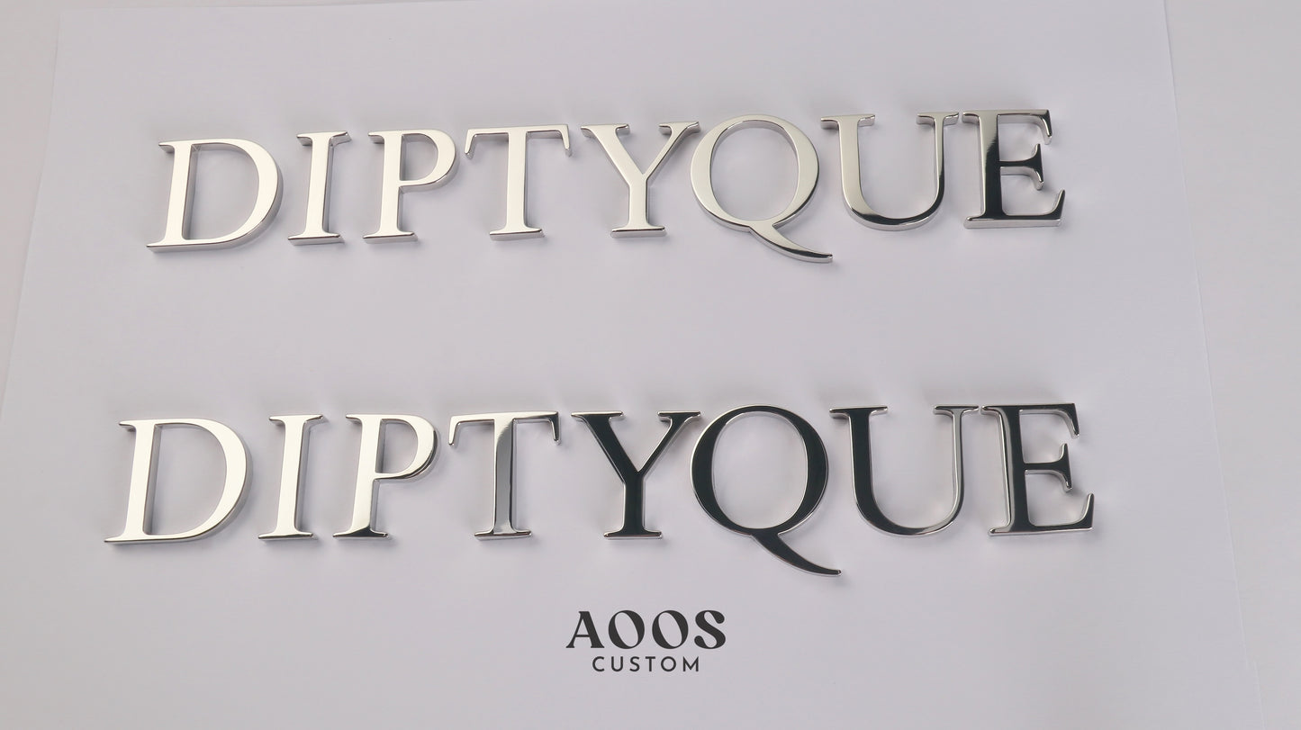 Custom Metal Sign, Solid Stainless Steel 3D Letters, Mirror Polished Finish