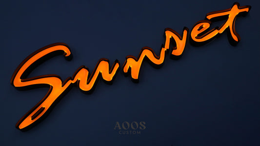 Custom Open Face Exposed Channel Letters with LED Neon Lighting, Personalized Metal Business Sign, Script Style