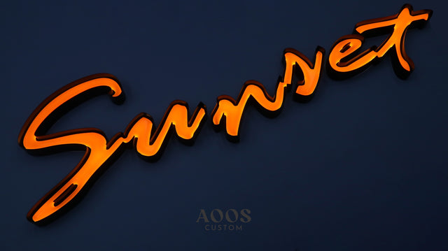 Custom Open Face Exposed Channel Letters with LED Neon Lighting, Personalized Metal Business Sign, Script Style