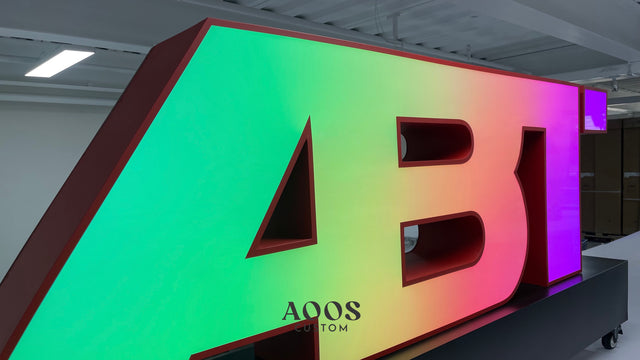 Custom Portable RGB Gradient Front-Lit Channel Letter Sign with Rolling Base, Outdoor-Ready LED Logo Display for Events, Trade Shows, Pop-Up Shops & Storefront Branding