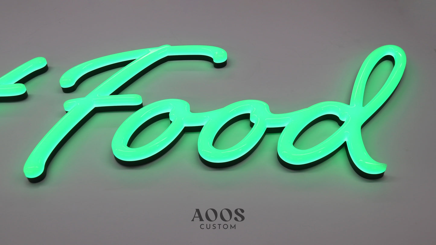 Custom RGB Color-Changing LED Faux Neon Sign, Light Up Channel Letter Signs, Battery Operated, Plug-In or Hardwired