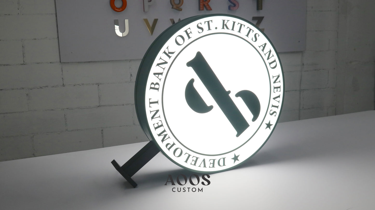 Custom Round Double-Sided LED Light Box Sign, Wall Mounted Illuminated Storefront Sign, Circular Outdoor Logo Lightbox for Shops, Cafes & Business Branding