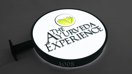 Custom Round LED Lightbox Sign with 3D Acrylic Letters, Double Sided Wall-Mounted Storefront Sign for Shops, Cafés, Wellness Studios & Retail Branding