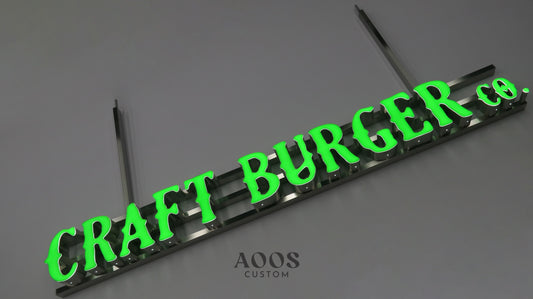 Custom Trimless Front-Lit LED Channel Letters, Face Lit Outdoor Storefront Light Up Sign, Ceiling Mount