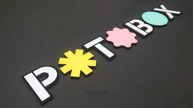 Custom Trimless Front-Lit LED Channel Letters, Face Lit Outdoor Storefront Light Up Sign, Multicolor, Black Returns