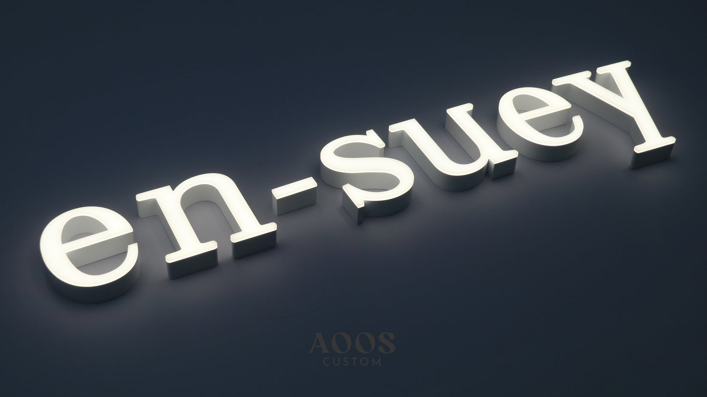 Custom Trimless Front-Lit LED Channel Letters, Face Lit Outdoor Waterproof Storefront Light Up Sign, Indoor and Outdoor Illuminated Business Lobby Signs