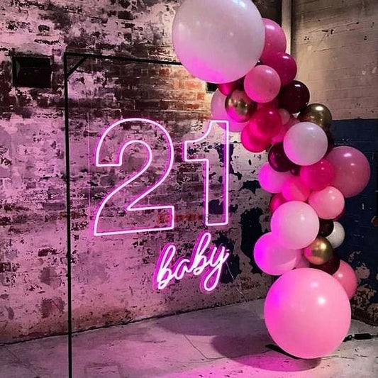 21 Baby Birthday Neon Signs, Neon Lights, LED Neon Signs for Room, Bars Light Up Signs, Cool Neon Light Signs, Neon Wall Lights