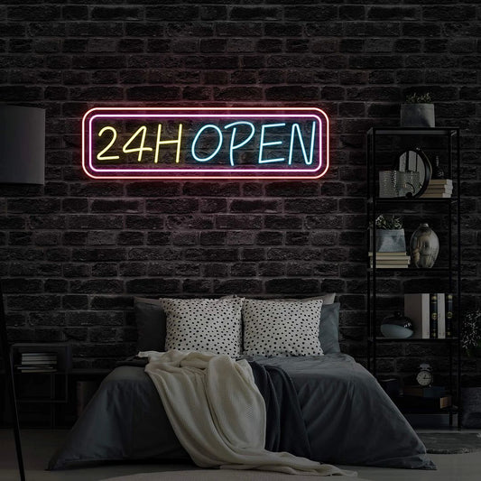 24h Open Restaurant Neon Business Sign