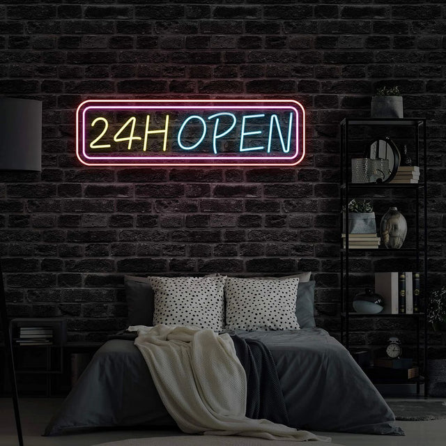24 Hours Open LED Neon Sign for Restaurant Storefront light up sign