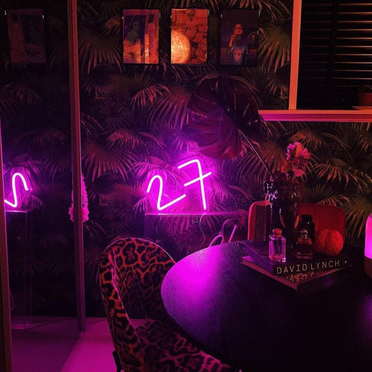 27 Number Neon Signs, Neon Lights, LED Neon Signs for Room, Bars Light Up Signs, Cool Neon Light Signs, Neon Wall Lights