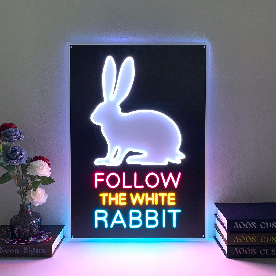 Follow The White Rabbit Neon Sign