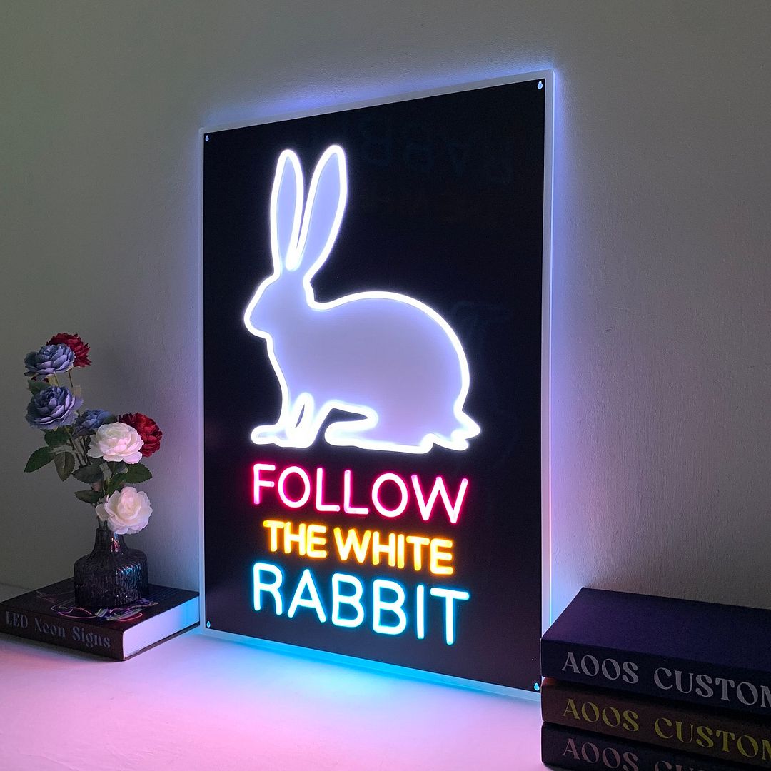 Follow The White Rabbit Neon Sign