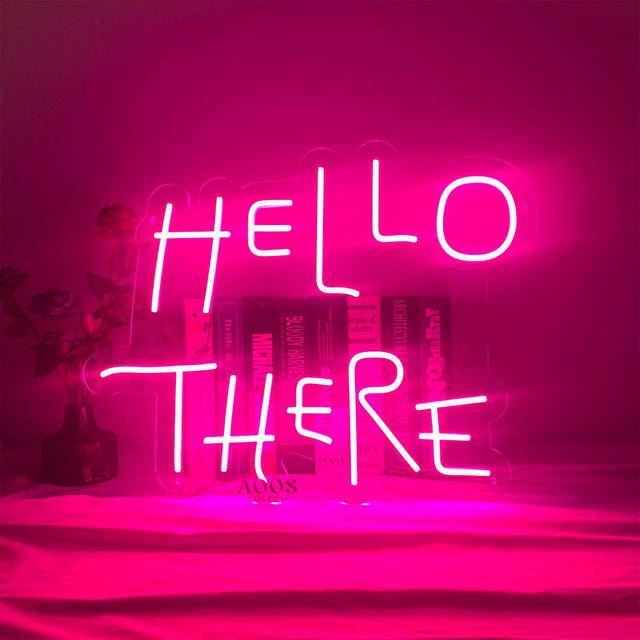 Hello There Flickering Hell Here LED Neon Sign for Storefront light up sign