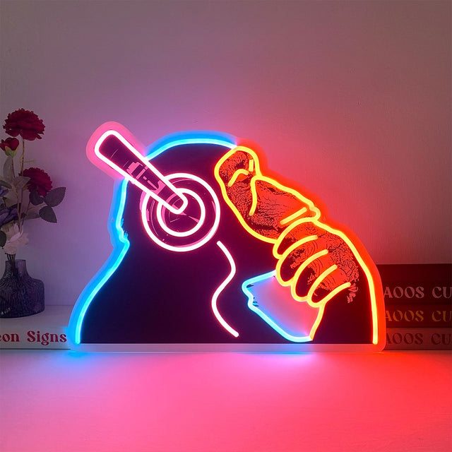 Music Chimpanzee With Headphones LED Neon Sign for Bar light up sign