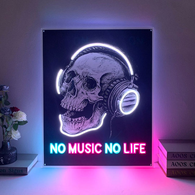 No Music No Life LED Neon Sign for Man Cave light up sign