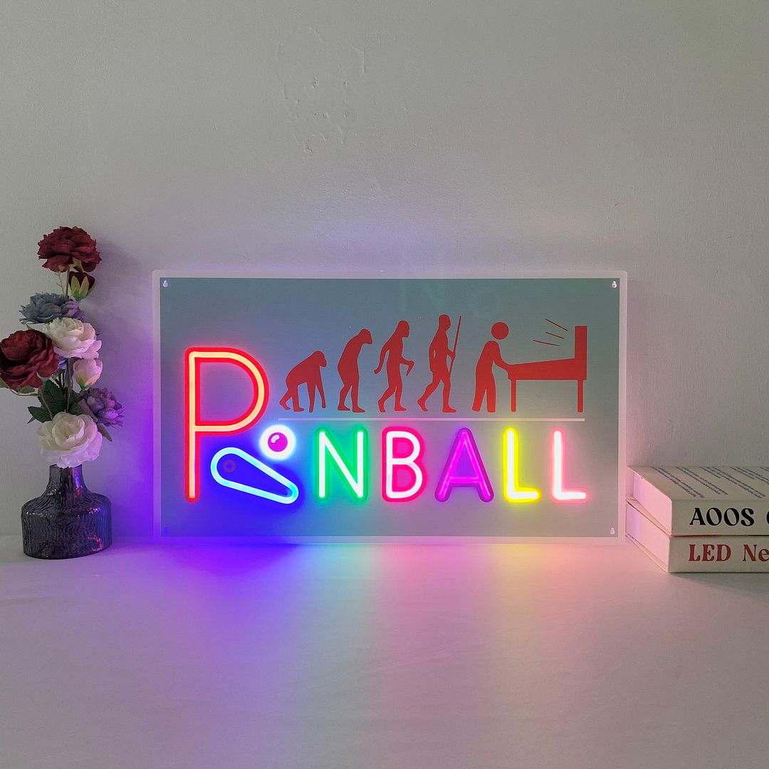 Neon Pinball Sign Custom Made Neon Signs, Pinball Arcade Game Room Neon Sign, LED ...