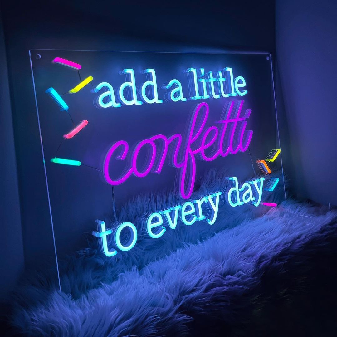 Add a Little Confetti to Every Day Neon Signs, Neon Lights, LED Neon Signs for Room, Bars Light Up Signs, Cool Neon Light Signs, Neon Wall Lights