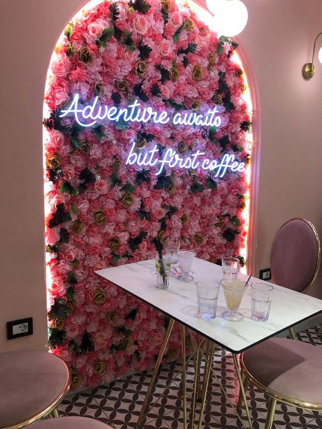 Adventure Awaits But First Coffee LED Neon Sign for Bar light up sign