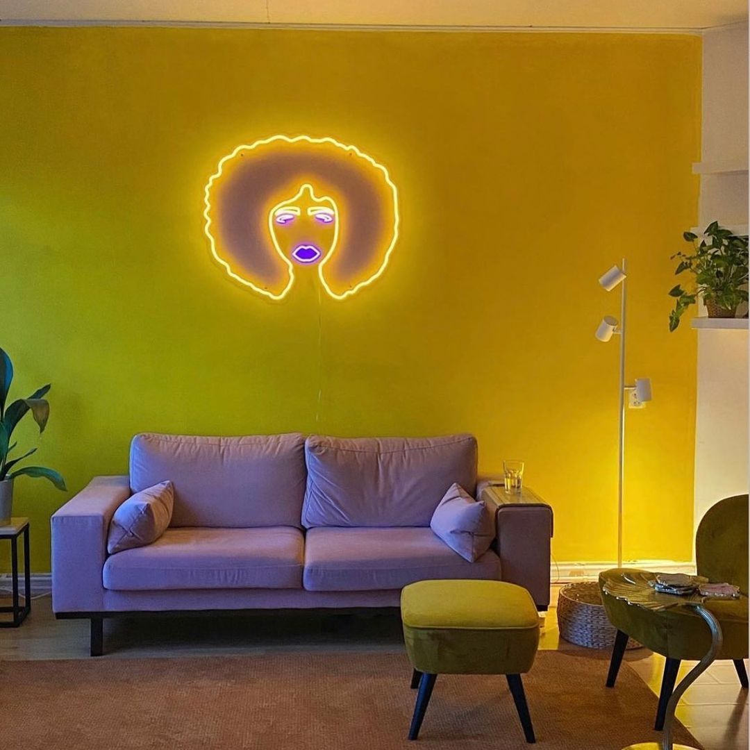 Afro Woman Neon Sign