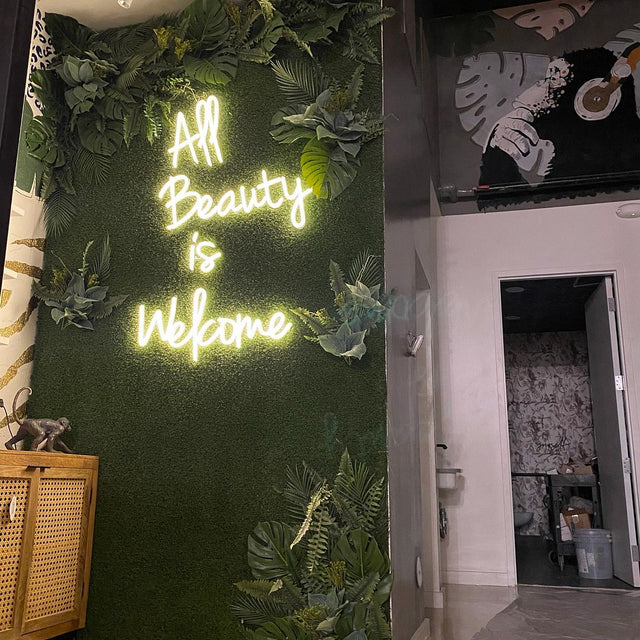 All Beauty is Welcome LED Neon Sign for Storefront light up sign