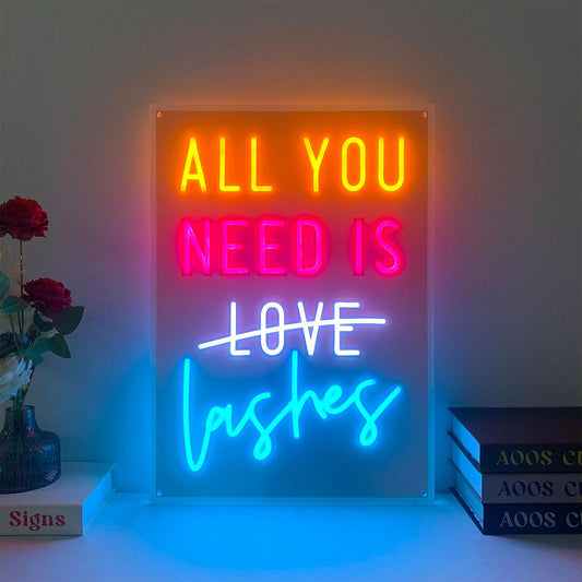 All You Need is Love Lashes Neon Sign