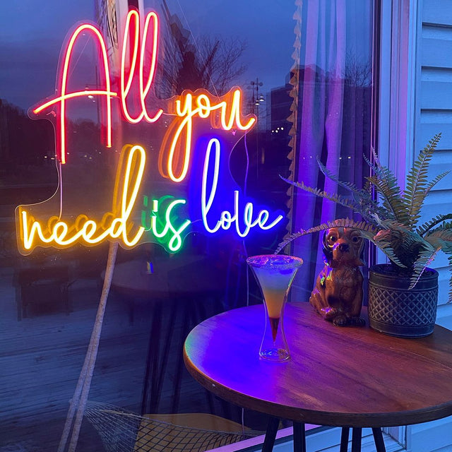 All You Need is Love Rainbow Colors LED Neon Sign for Wedding light up sign
