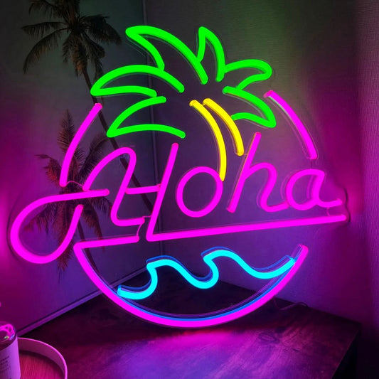 Aloha Palm Tree Neon Sign