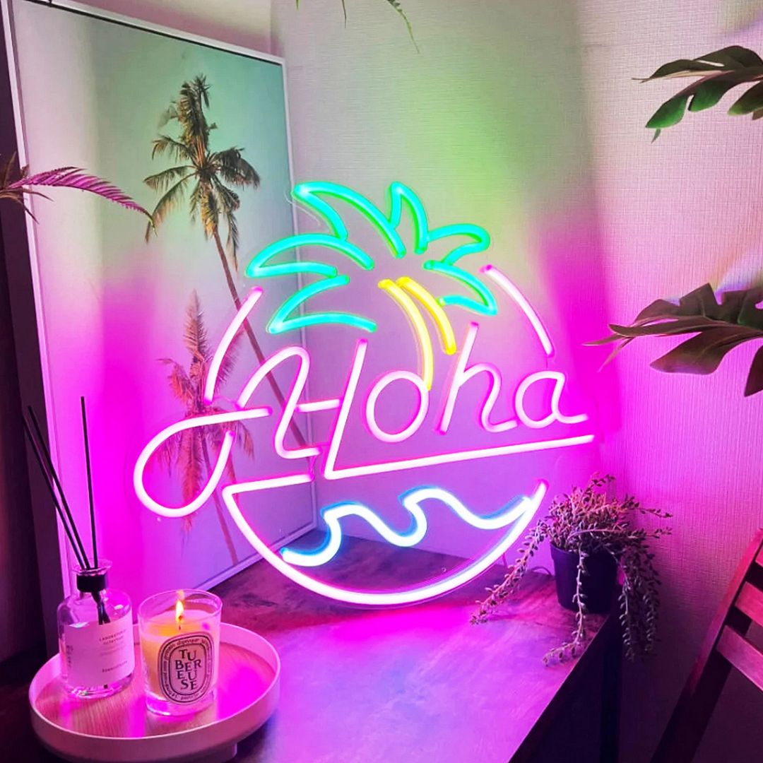 Aloha Palm Tree Neon Sign