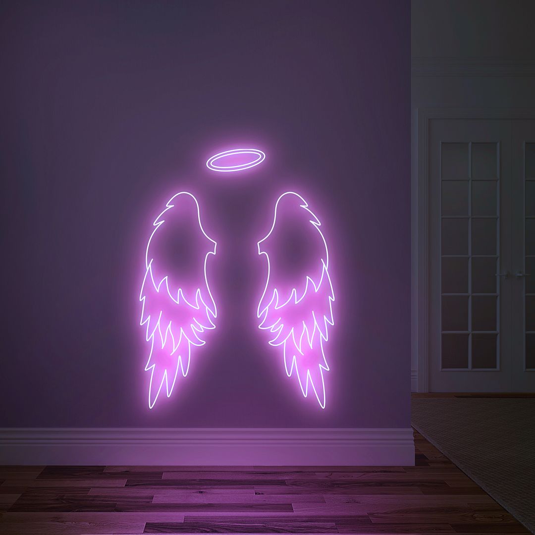 Angel Wings with Halo Neon Sign