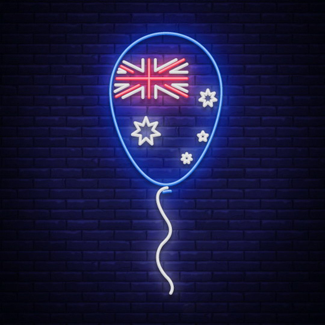 Australian Flag Balloon Neon Sign